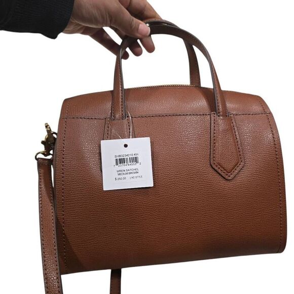 Fossil Wren Satchel Women's Medium Brown Leather Adjustable Strap Shoulder Bag - Picture 6 of 9